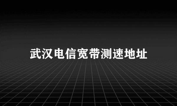 武汉电信宽带测速地址