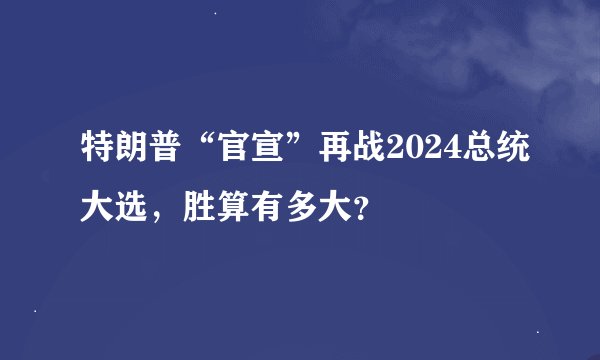 特朗普“官宣”再战2024总统大选，胜算有多大？