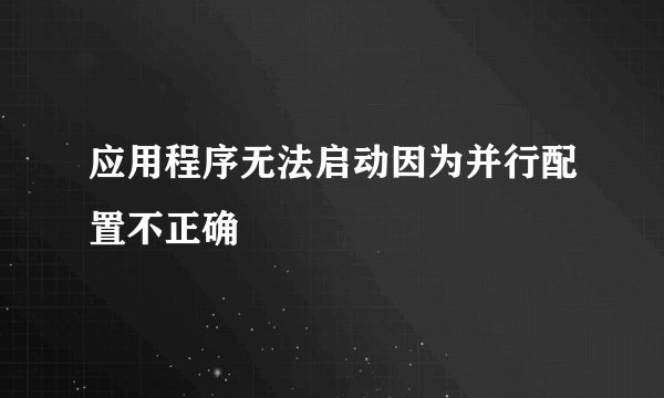 应用程序无法启动因为并行配置不正确