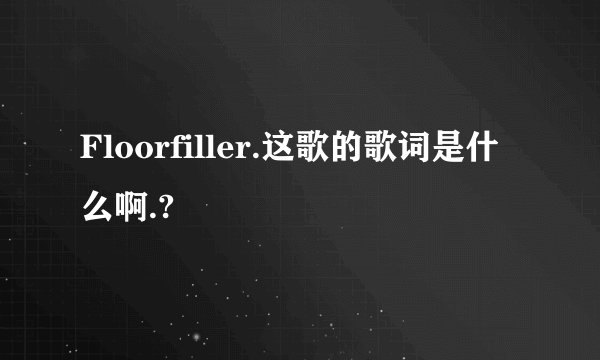 Floorfiller.这歌的歌词是什么啊.?