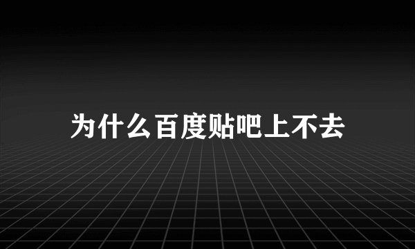 为什么百度贴吧上不去