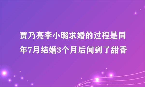 贾乃亮李小璐求婚的过程是同年7月结婚3个月后闻到了甜香
