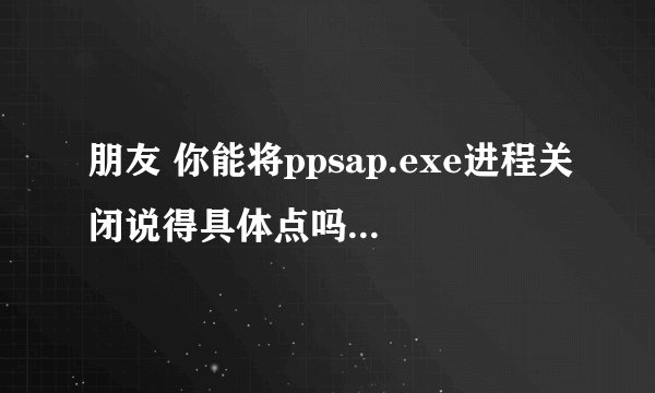 朋友 你能将ppsap.exe进程关闭说得具体点吗 我有点看不懂你在百度上回答的解决方法