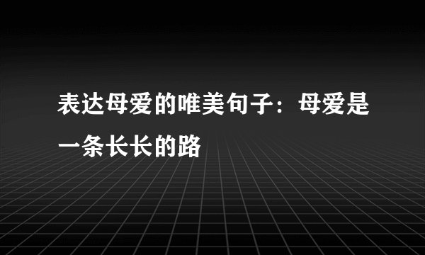 表达母爱的唯美句子：母爱是一条长长的路