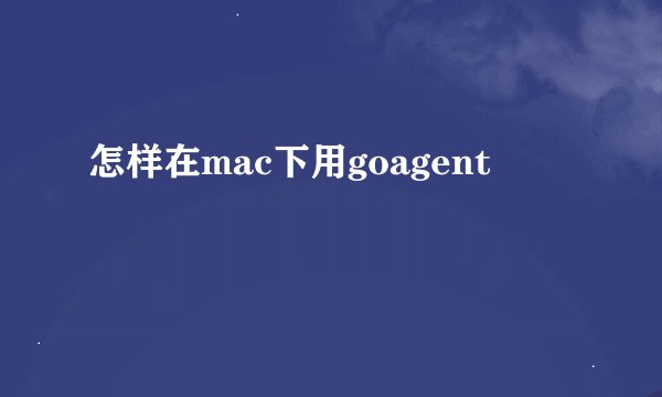 怎样在mac下用goagent