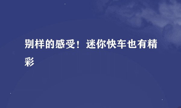 别样的感受！迷你快车也有精彩