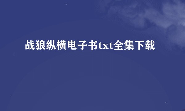 战狼纵横电子书txt全集下载