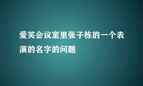 爱笑会议室里张子栋的一个表演的名字的问题