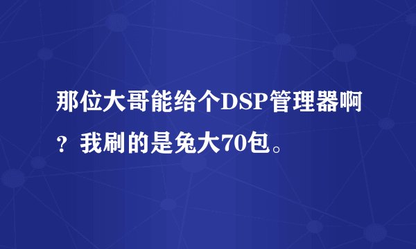 那位大哥能给个DSP管理器啊？我刷的是兔大70包。