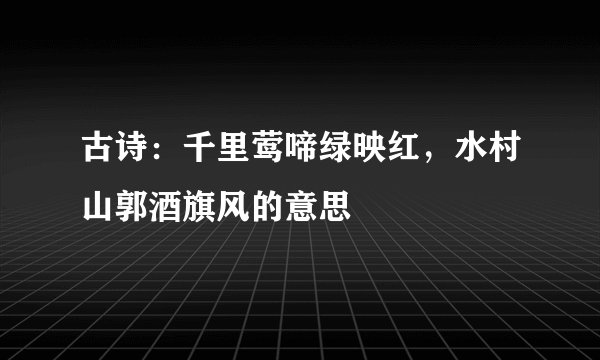 古诗：千里莺啼绿映红，水村山郭酒旗风的意思