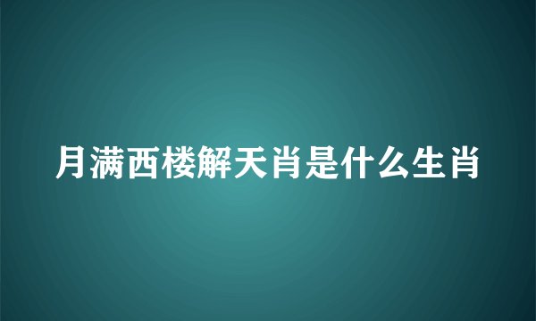 月满西楼解天肖是什么生肖