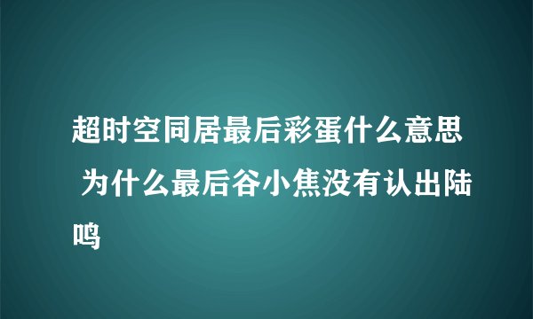 超时空同居最后彩蛋什么意思 为什么最后谷小焦没有认出陆鸣