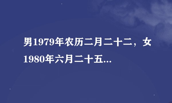 男1979年农历二月二十二，女1980年六月二十五。求2013年结婚黄道吉日