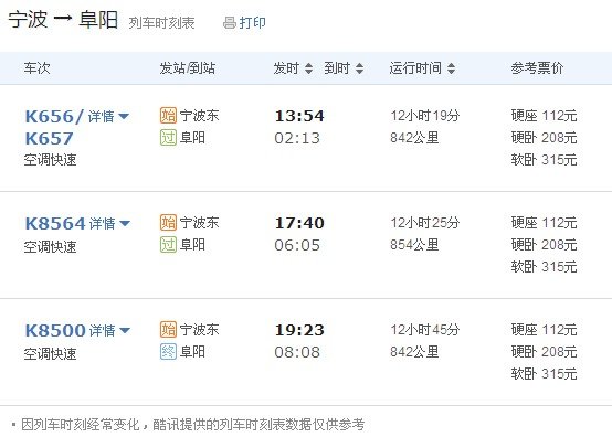 宁波去阜阳火车要多久、汽车那？