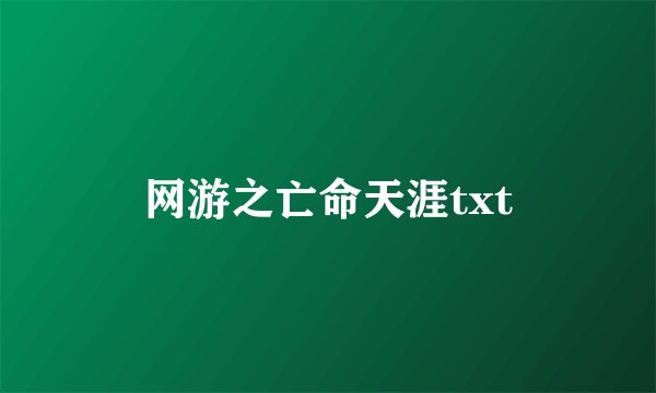 网游之亡命天涯txt