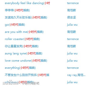 小时代2所有插曲及歌手，分别在什么时候放的？谢谢！