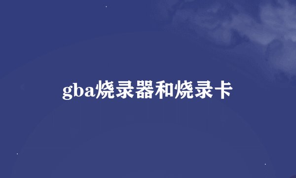 gba烧录器和烧录卡
