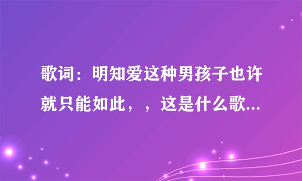 歌词：明知爱这种男孩子也许就只能如此，，这是什么歌呀！？谁唱的。