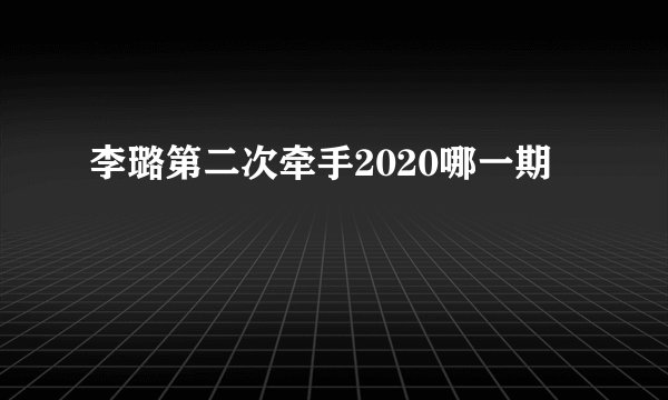 李璐第二次牵手2020哪一期