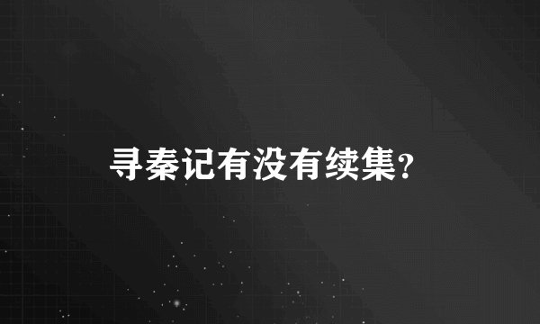 寻秦记有没有续集？
