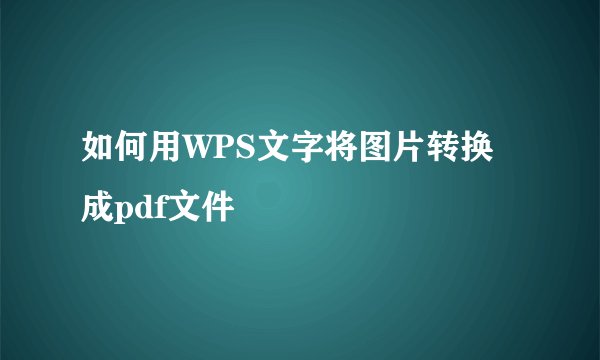 如何用WPS文字将图片转换成pdf文件