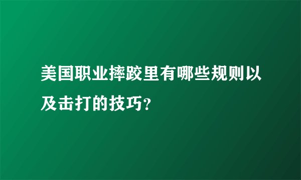 美国职业摔跤里有哪些规则以及击打的技巧？