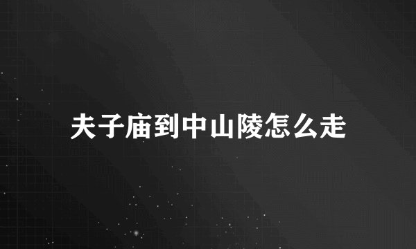 夫子庙到中山陵怎么走