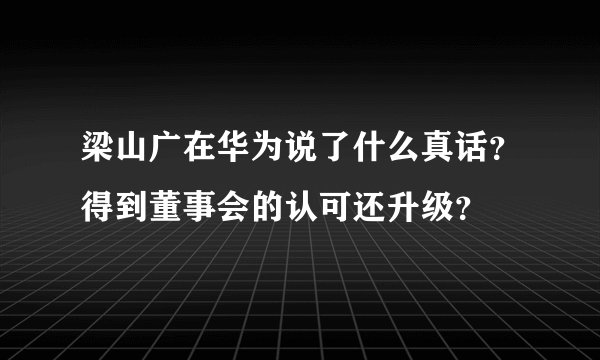 梁山广在华为说了什么真话？得到董事会的认可还升级？