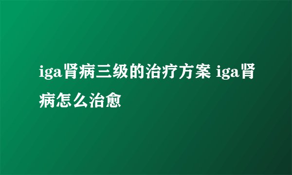 iga肾病三级的治疗方案 iga肾病怎么治愈