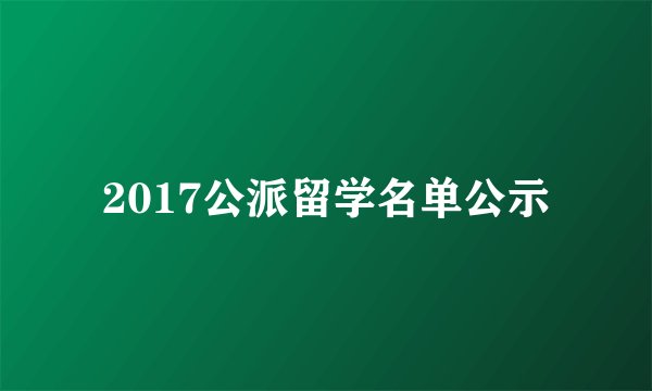 2017公派留学名单公示