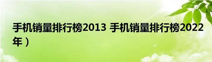 手机销量排行榜2013 手机销量排行榜2022年）