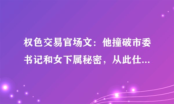 权色交易官场文：他撞破市委书记和女下属秘密，从此仕途一帆风顺