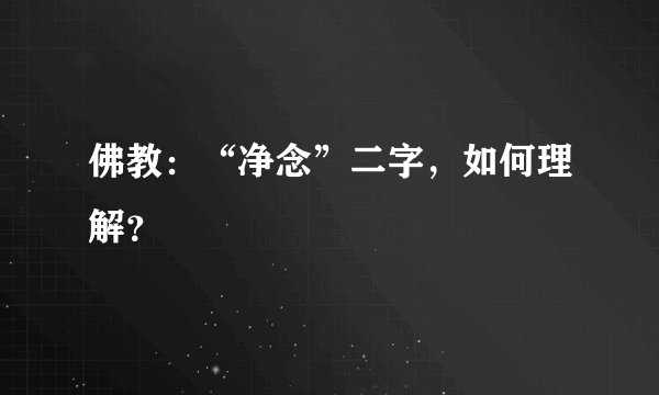佛教：“净念”二字，如何理解？