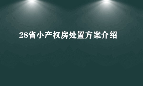 28省小产权房处置方案介绍