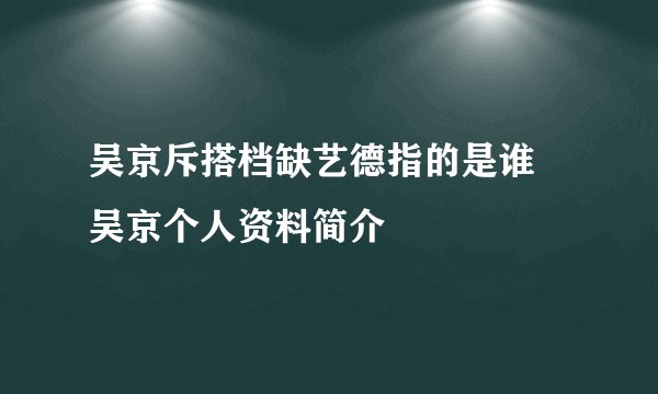 吴京斥搭档缺艺德指的是谁 吴京个人资料简介