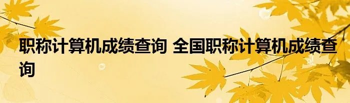 职称计算机成绩查询 全国职称计算机成绩查询