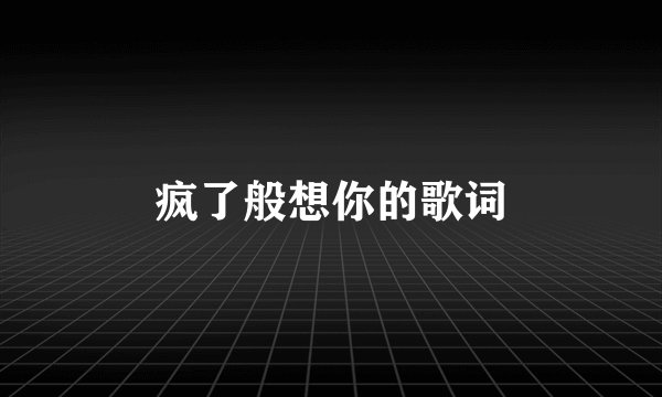 疯了般想你的歌词