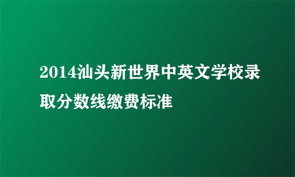 2014汕头新世界中英文学校录取分数线缴费标准