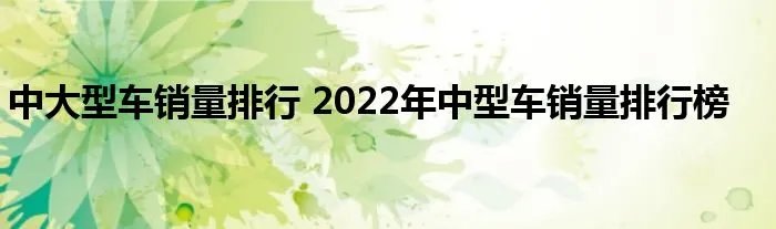 中大型车销量排行 2022年中型车销量排行榜