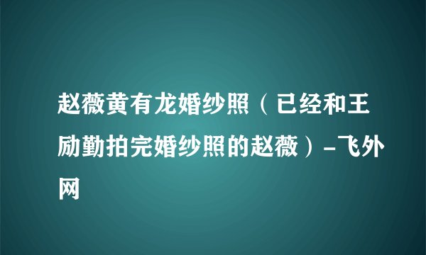 赵薇黄有龙婚纱照（已经和王励勤拍完婚纱照的赵薇）-飞外网