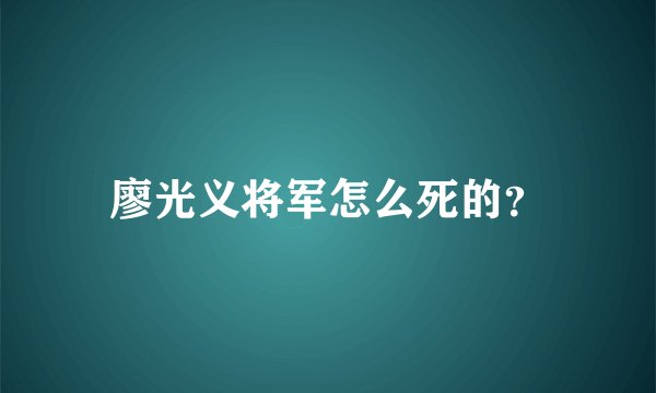 廖光义将军怎么死的？