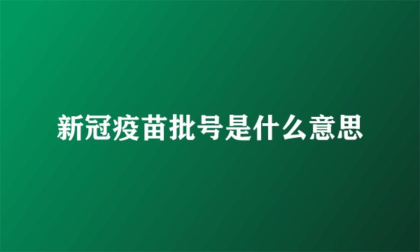 新冠疫苗批号是什么意思