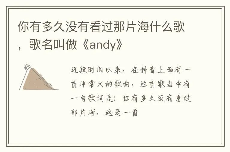你有多久没有看过那片海什么歌，歌名叫做《andy》