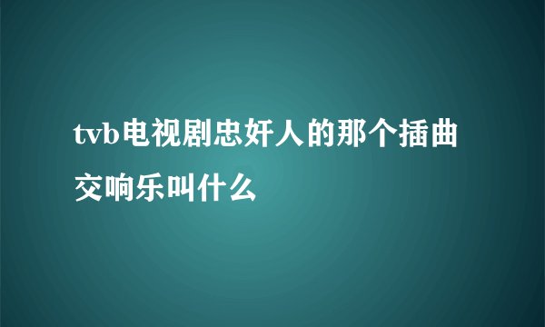 tvb电视剧忠奸人的那个插曲交响乐叫什么
