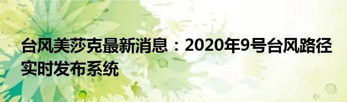 台风美莎克最新消息：2020年9号台风路径实时发布系统