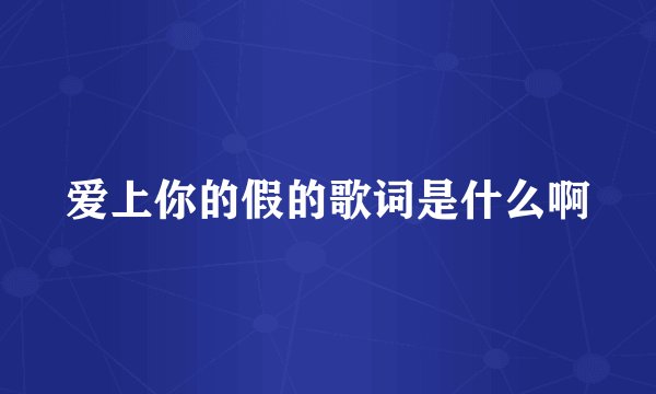 爱上你的假的歌词是什么啊