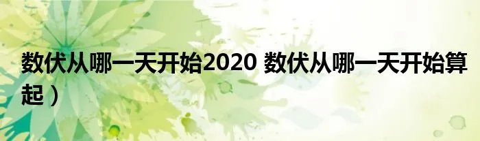 数伏从哪一天开始2020 数伏从哪一天开始算起）