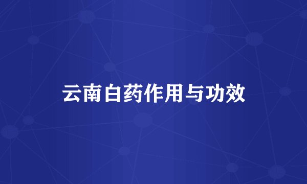 云南白药作用与功效