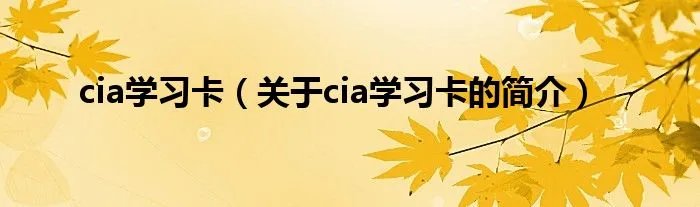 cia学习卡（关于cia学习卡的简介）