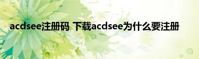 acdsee注册码 下载acdsee为什么要注册